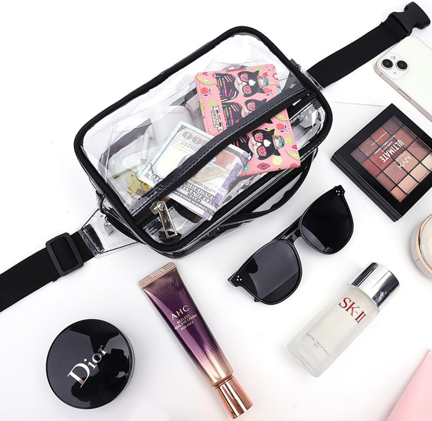 Clear Fanny Pack, PVC Transparent Stadium Bag, Waterproof Adjustable Strap Fanny Pack Crossbody