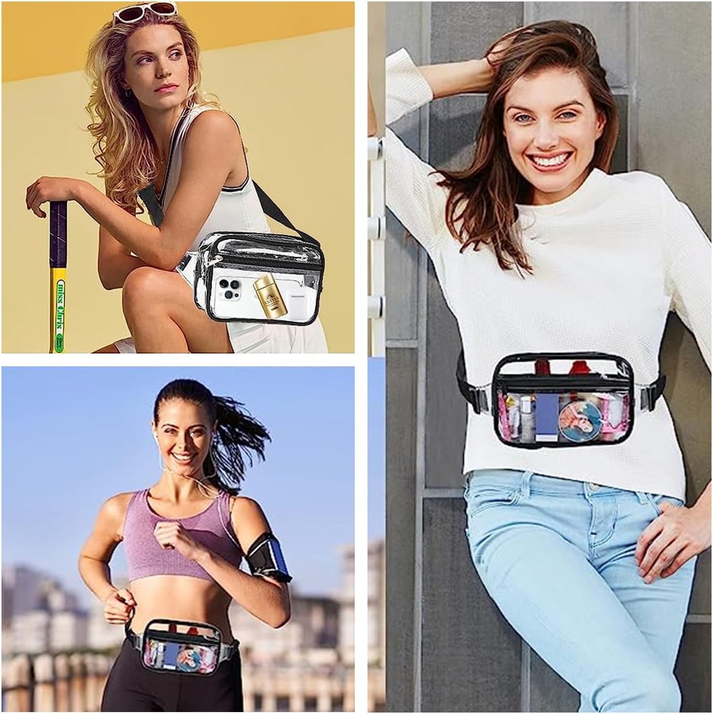 Clear Fanny Pack, PVC Transparent Stadium Bag, Waterproof Adjustable Strap Fanny Pack Crossbody