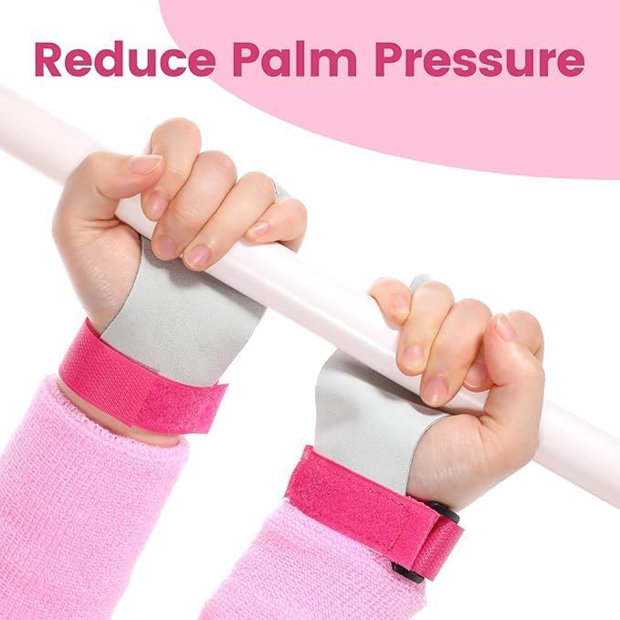 2 Packs Kids Gymnastics Grips Wristbands Sets for Youth, Palm Protection & Wrist Support for Training, Workout - Sports Accessories
