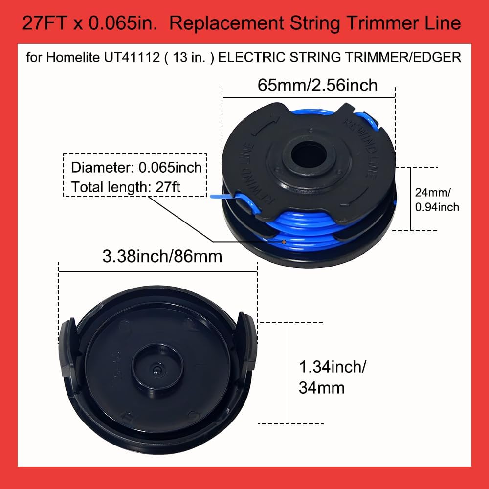 AC41RL3 & AC41RDLB 31104178G Dual Replacement Spool for Homelite UT41112B UT41113 UT41112 UT41120 A13 13 in. 4 Amp String Trimmer, Spools for Portland #62567,62338, 63387