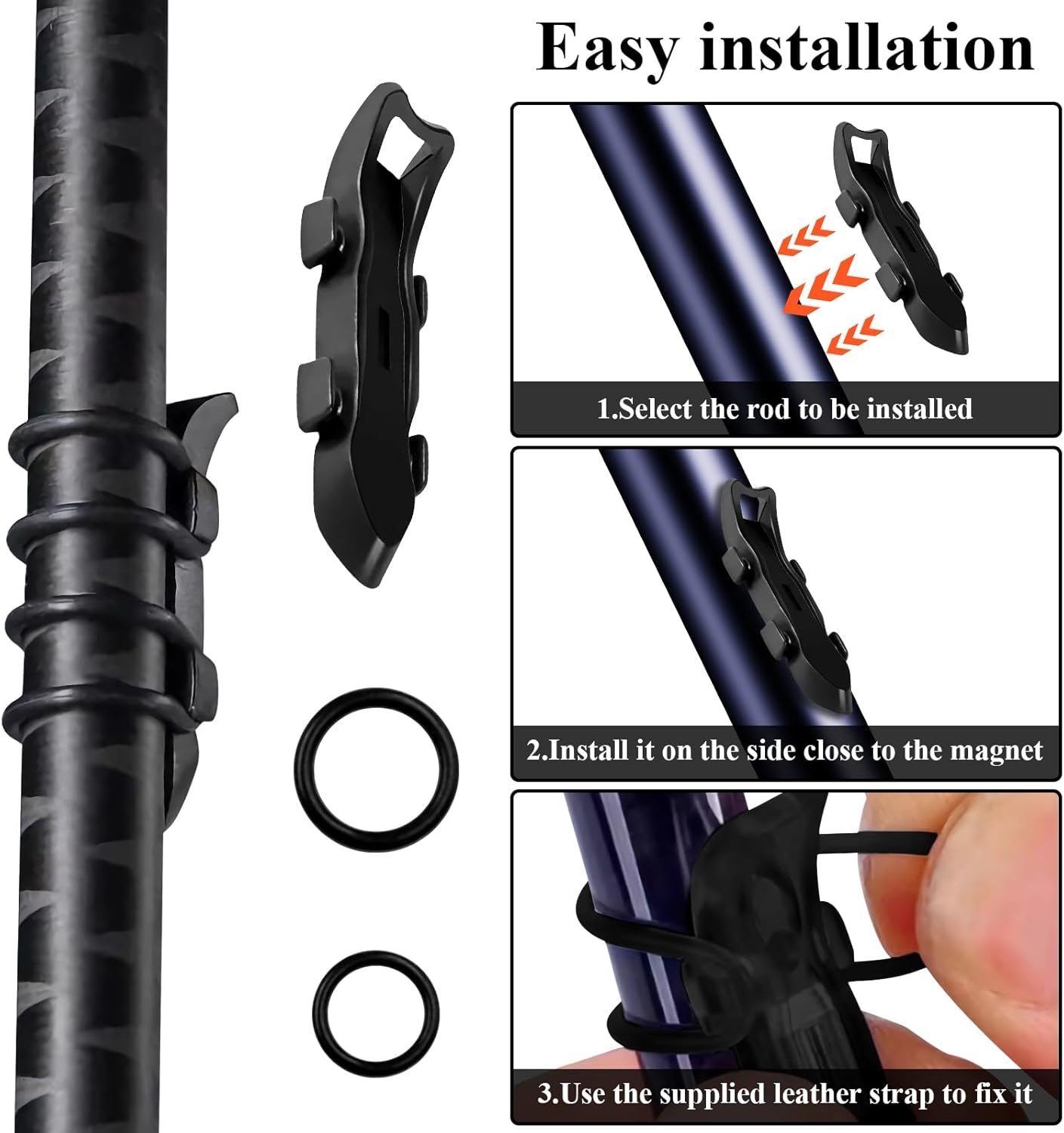 10PCS Lure Magnetic Hooker, Automatic Hook Keeper for Fishing Rod, Hook Holder with 2 Sizes Rubber Rings