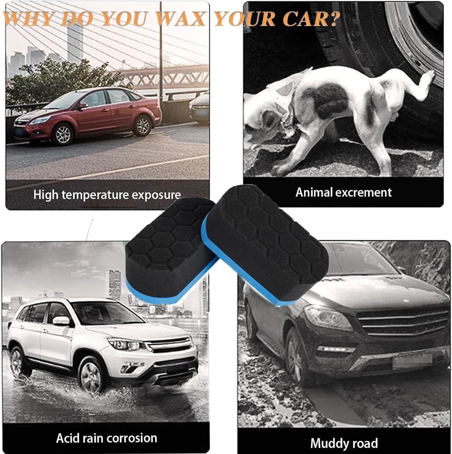 3Pcs Tire Shine/Dressing Applicator Pads Perfect for Using to Apply Tire Shine, Tire Wet, Tire Gel, or Tire Balm, Superior Durable and Reusable Cleaning Foam Sponge