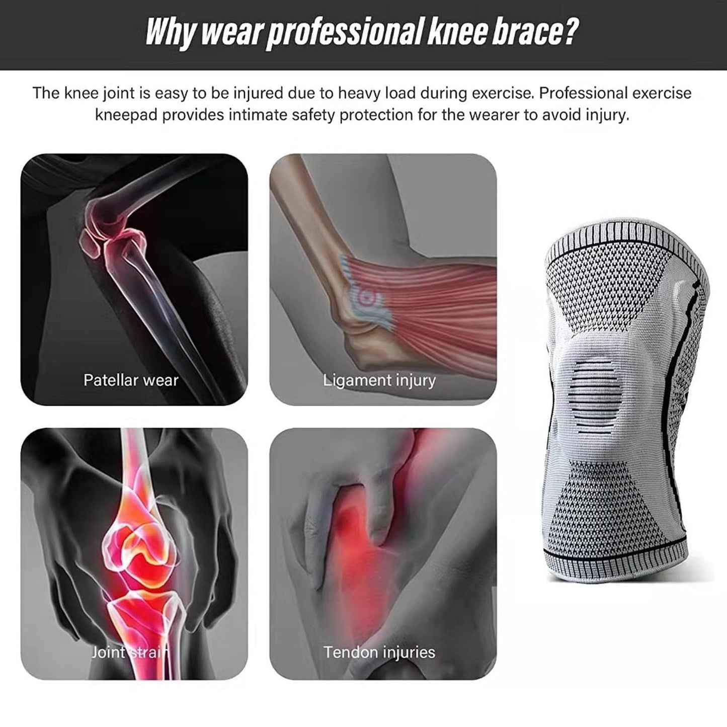 Flexa Knee Sleeve Elite - For Knee Pain | Compression Sleeve With Side Stabilizers, Arthritis & Injury Relief | Men & Women’S Knee Brace For Sports, Running & Meniscus Tears (2, Grey Medium)