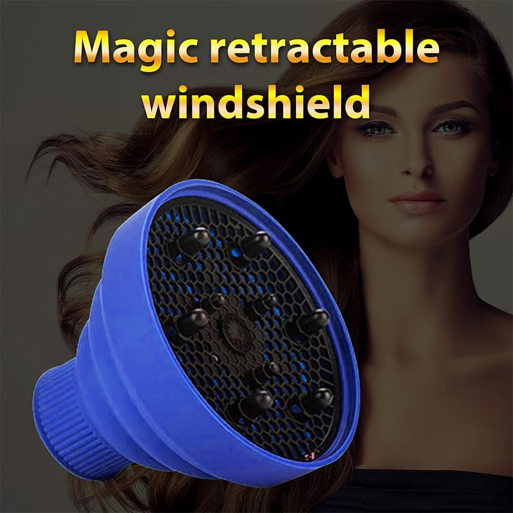 Collapsible Hair Diffuser Attachment - Portable Silicone Diffuser for Curly Hair, Fits 1.57-1.99" Nozzle Dryers, Travel & Salon Use (Green)
