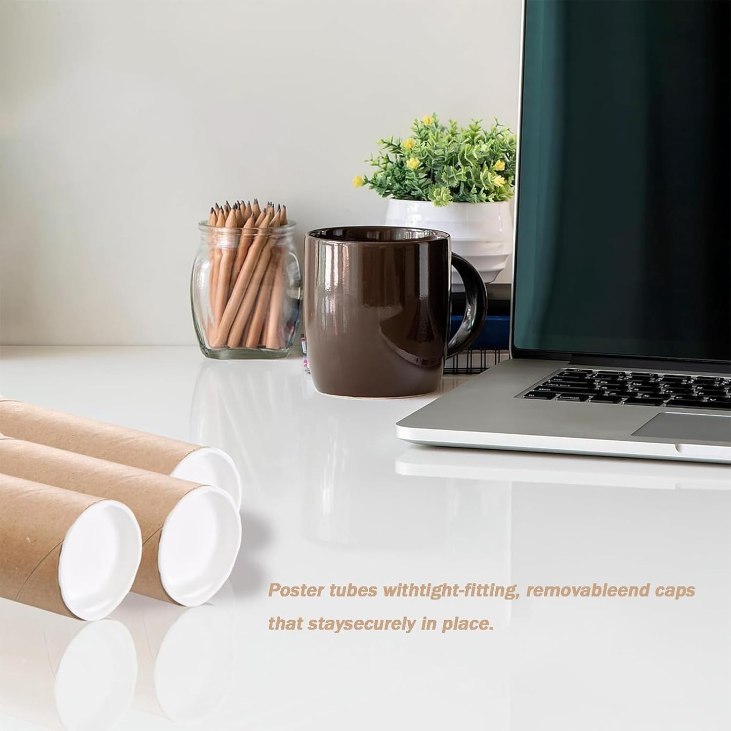 2 Pack 12Inch Mailing Tubes with Caps - Heavy-Duty Spiral Design, Crush-Proof Protection for Artwork, Posters, Documents - Ideal for Shipping, Storage & DIY Crafts，Draw pen holder