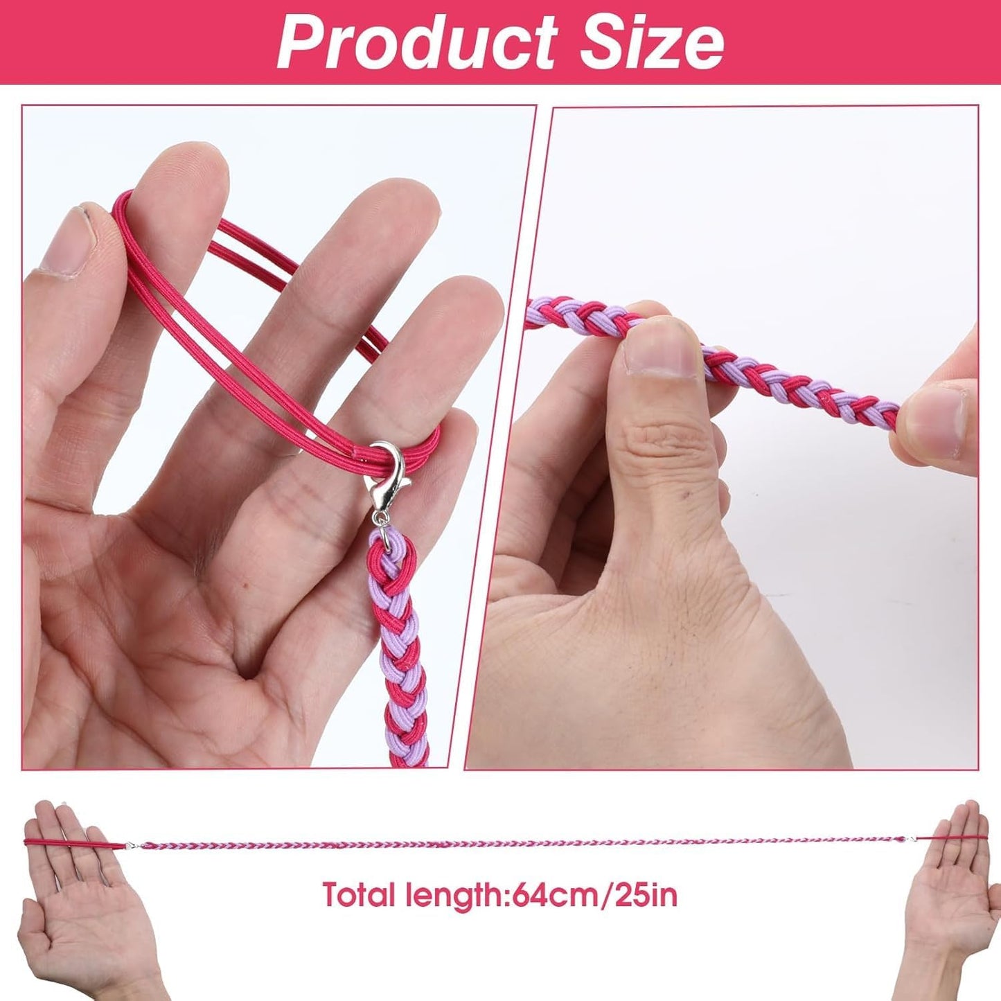4PCS 25" Rip Tie Hair Ties for Women, No Damage Long Ponytail Holders Colorful Pony Tail Wrap Sports Hair Band Elastic Hair Ties Spiral Hair Tie for Wind Water Swimming (4PCS)