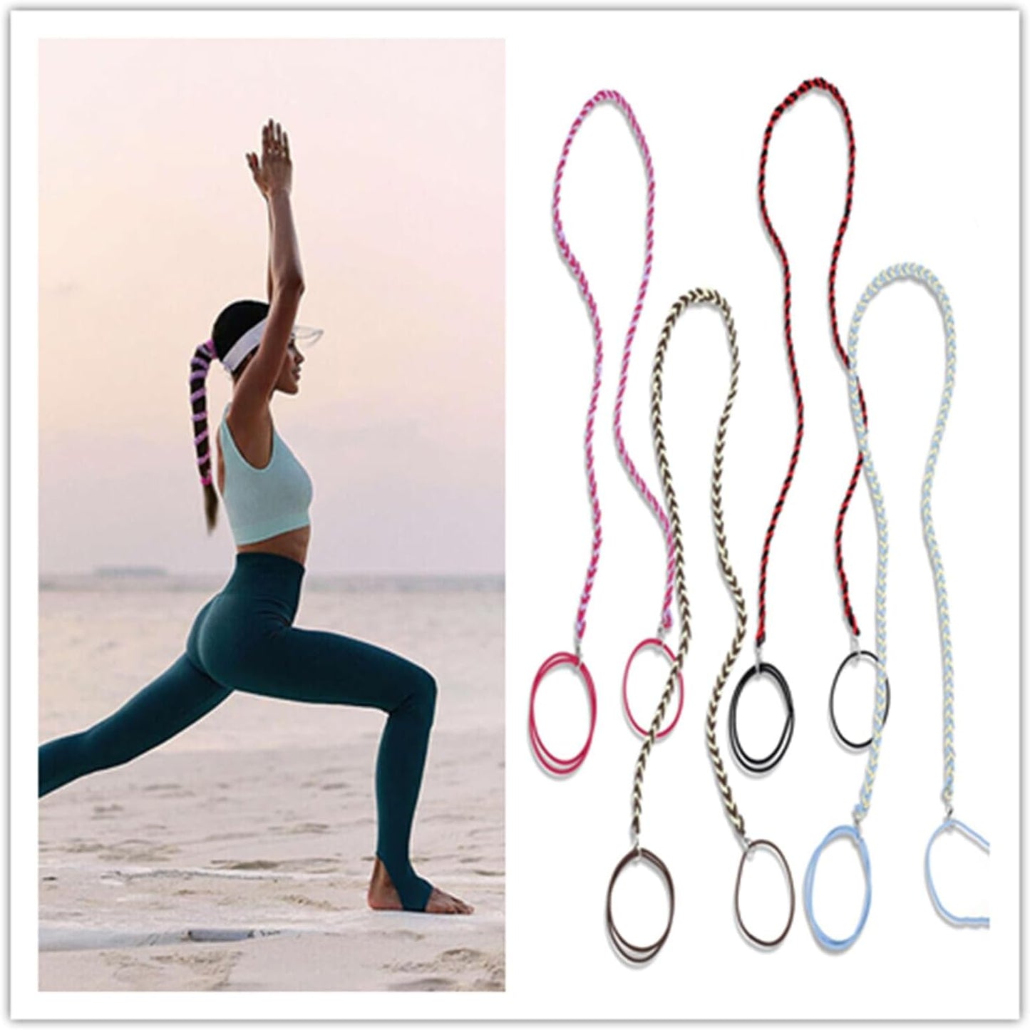 4PCS 25" Rip Tie Hair Ties for Women, No Damage Long Ponytail Holders Colorful Pony Tail Wrap Sports Hair Band Elastic Hair Ties Spiral Hair Tie for Wind Water Swimming (4PCS)