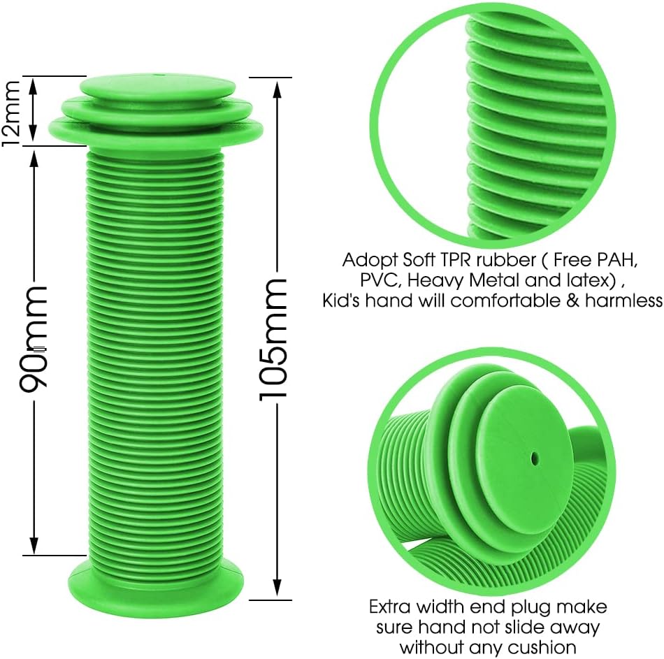 Kids Bike Grips - Kid Bicycle Grips Handlebar 22.2mm for 12”to 16”Bike with Safe Mushroom Pattern | 105mm Soft Toddler Balance Bike Grips Mini Kick Scooter Tricycle Grips for Boys Girls