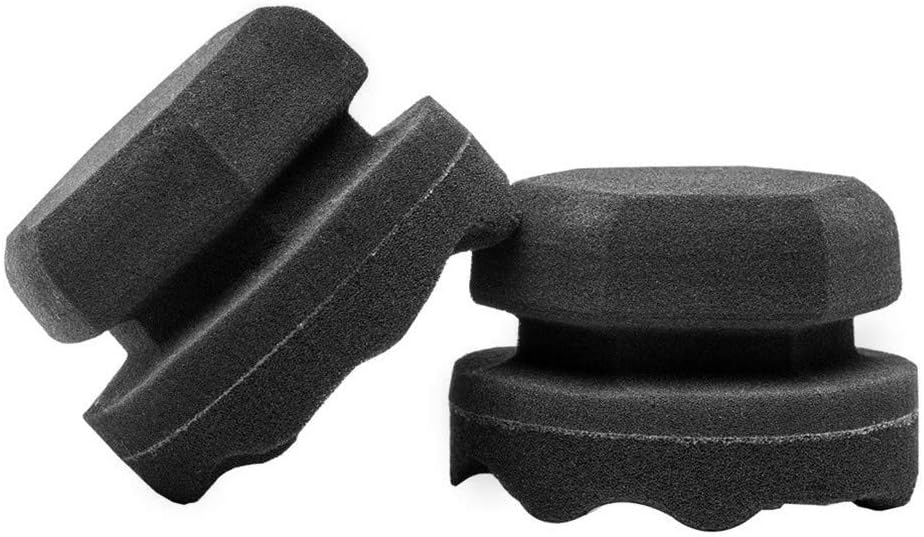 Tire Dressing Shine Applicator (4 Pack), Round Grip Deeper Tire Brush Tire Dressing Applicator Pad Wave Design to Reach Trim Makes Detailing Tires Easier - Durable,Washable,and Reusable