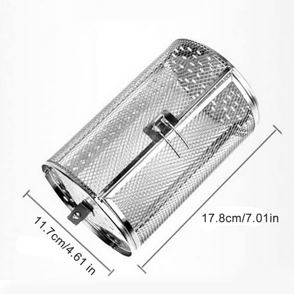 Rotisserie Basket for Oven & Grill - 360-Degree Rotating Stainless Steel with Door Opening Design, Perfect for Smoking Meat, Roasting Nuts, and BBQ Accessories