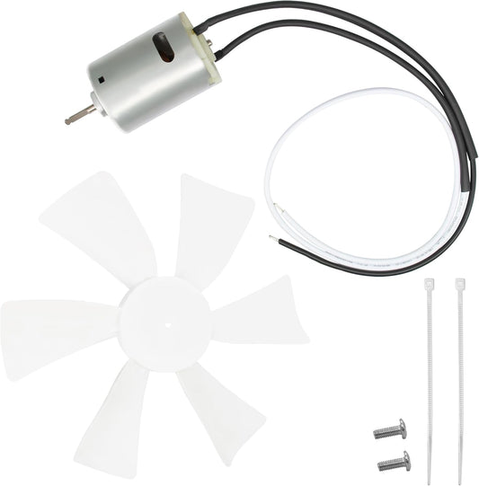 6 Inch RV Vent Fan Blade with 12V D-Shaft RV Vent Motor, White RV Bathroom Vent Fan Replacement, for RV, Camper, Range Hood, Compatible with Heng's, Elixir, Ventline, Jensen RV