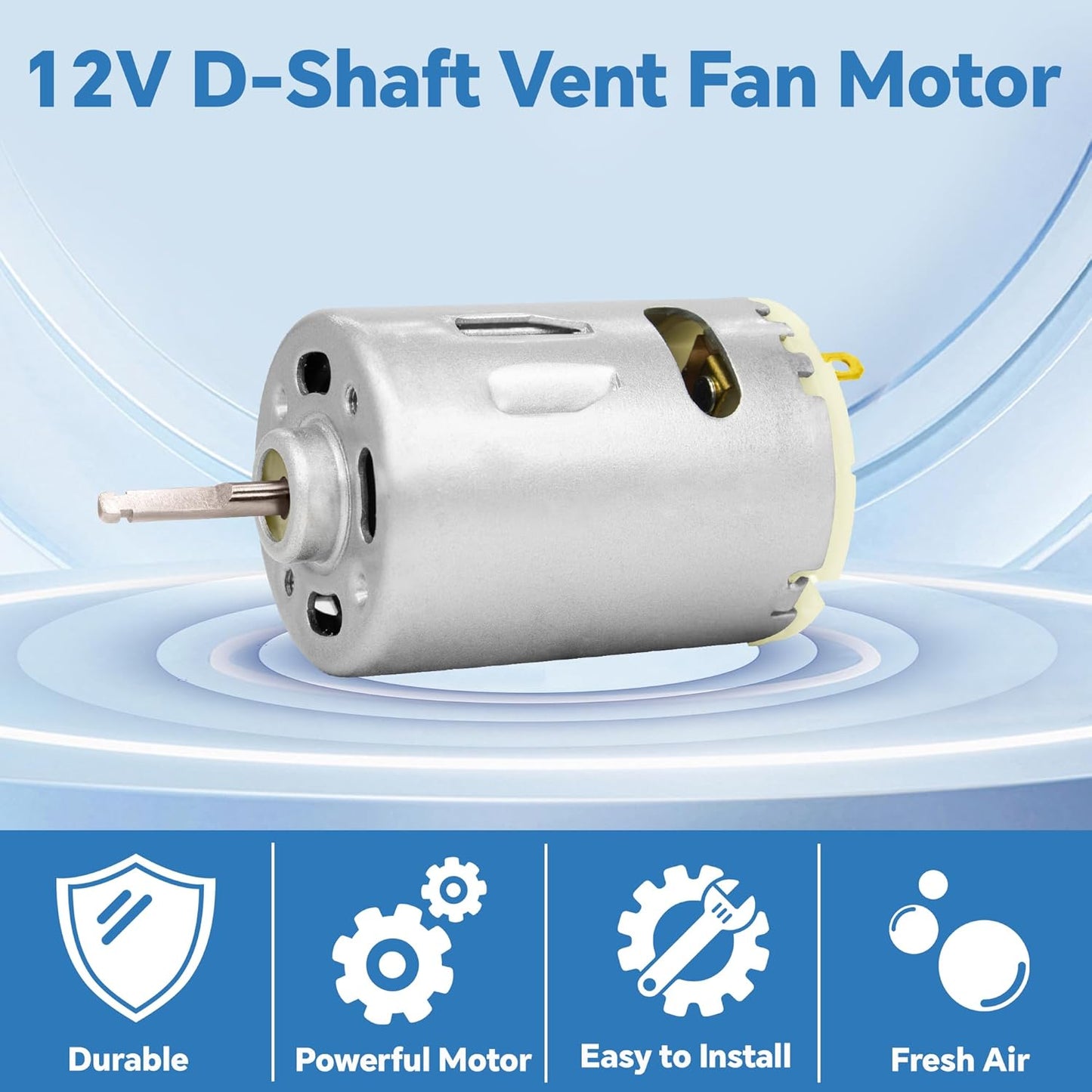 6 Inch RV Vent Fan Blade with 12V D-Shaft RV Vent Motor, White RV Bathroom Vent Fan Replacement, for RV, Camper, Range Hood, Compatible with Heng's, Elixir, Ventline, Jensen RV