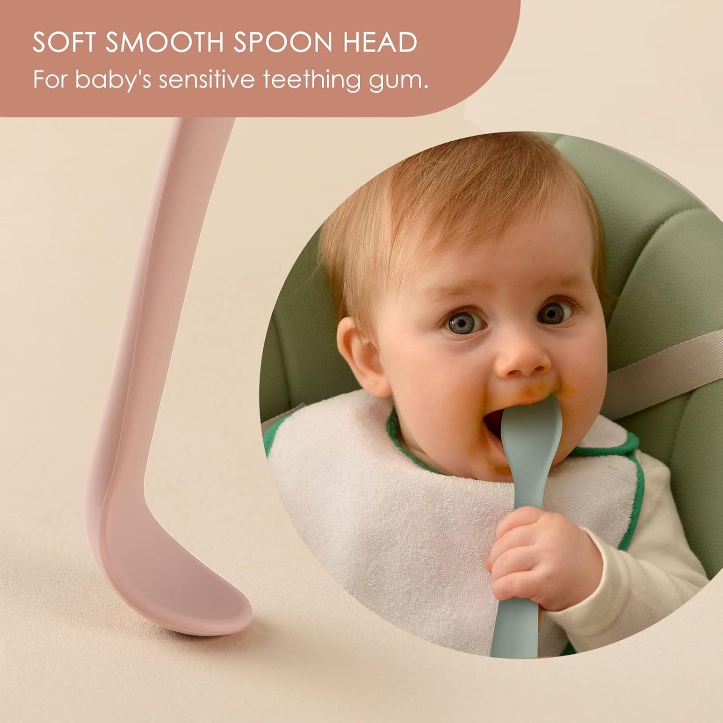 6-Piece Silicone Baby Feeding Spoons, First Stage Infant Soft-Tip Easy on Gums I Training Spoon | Utensils Supplies, Dishwasher & Boil-proof -
