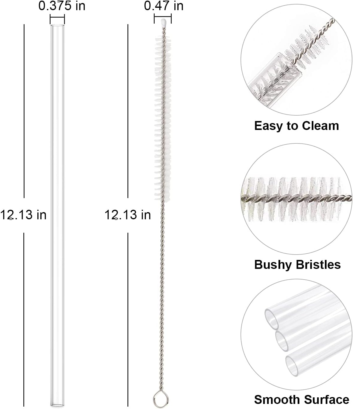 Replacement Straw Compatible with Stanley 40 oz 30 Cup Tumbler, 6 Pack Reusable Cleaning Brush, Plastic, Clear Straw*6 For 40oz/30oz