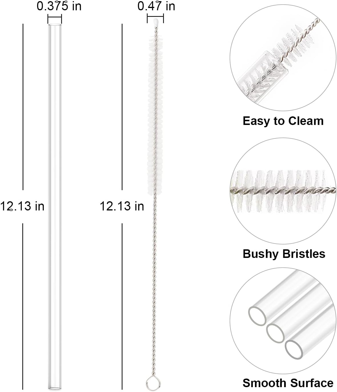 Straw Replacement for Owala 40 oz Tumbler with Handle, 6 Pack Reusable Clear Straws Cleaning Brush, And Stanley/Simple Modorn 40oz Cup, Accessories Owala/Stanley/Simple -
