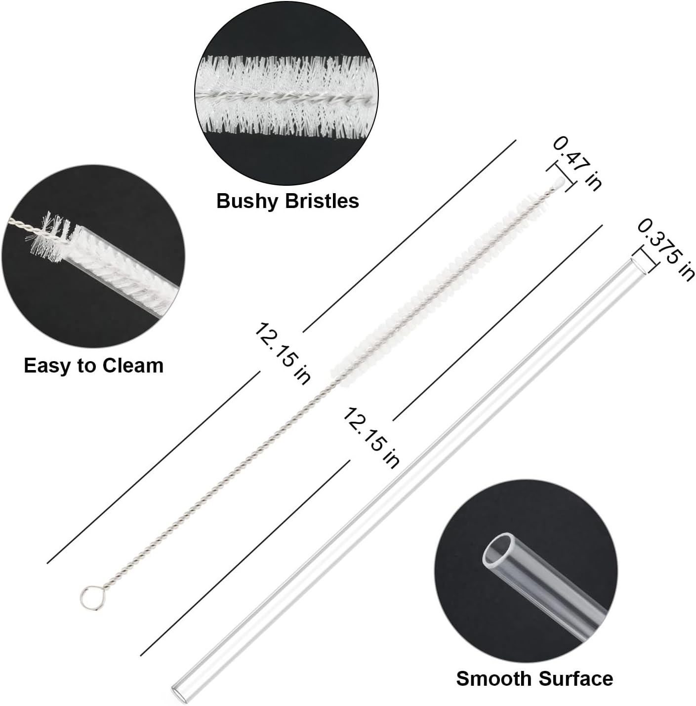 10 Pcs Replacement Straws Compatible with Stanley 30 oz Cup Tumbler, Reusable Plastic Cleaning Brush for Adventure Travel Tumbler（10.4inch Long） -