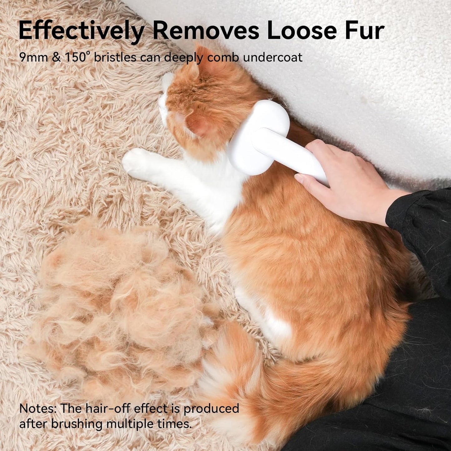 Cat Brush for Shedding, Brushes Indoor Cats, Long or Short Haired Grooming Comb Kitten Rabbit Massage Removes Loose Fur White -
