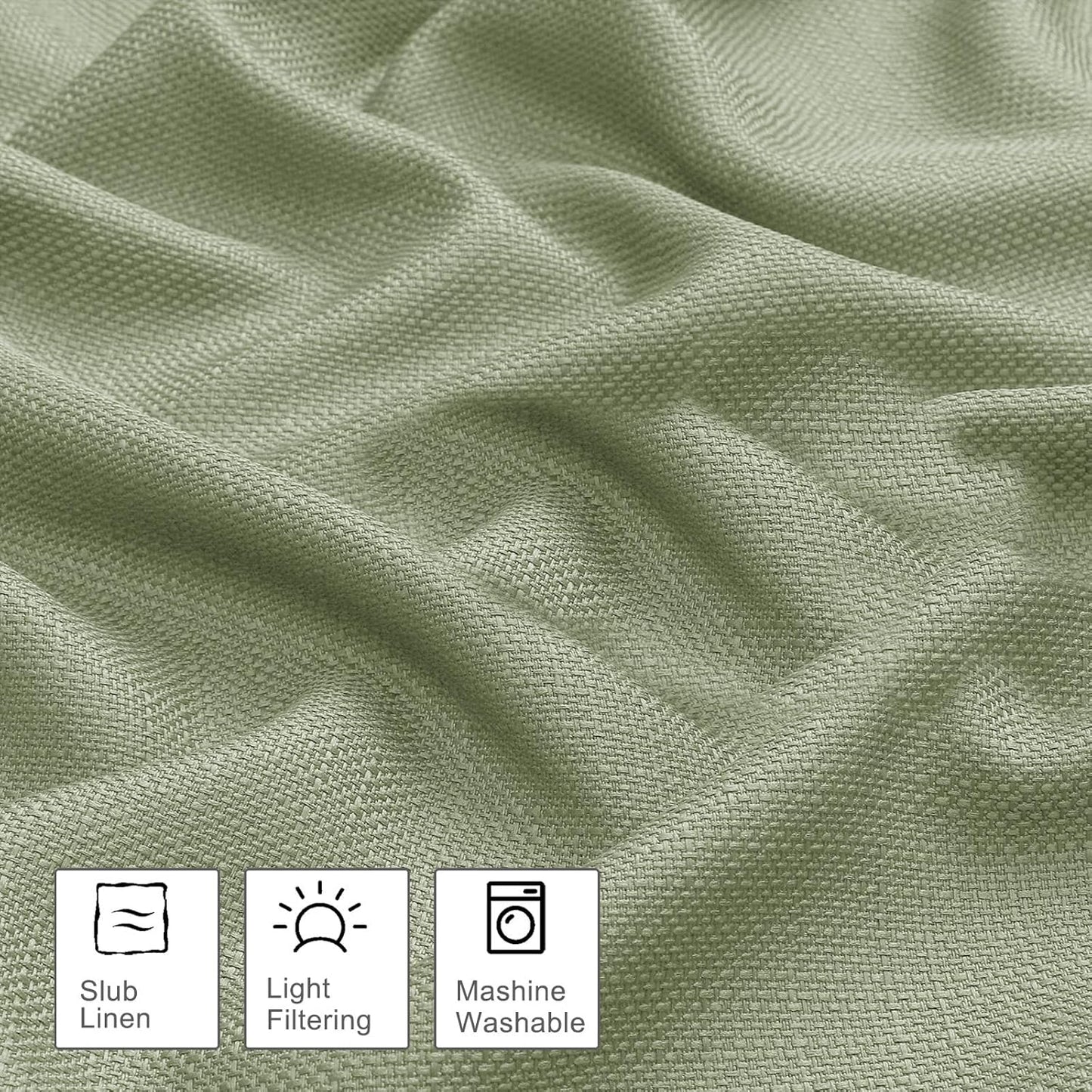 Bob 1 PCS Light Green Valances for Windows, Faux Linen Textured Kitchen Window Curtains Valance Bedroom Living Room, Modern Soft Airy Solid Rod Pocket Bathroom Cafe Curtain, 60Wx14L Inch 60"W x 14"L