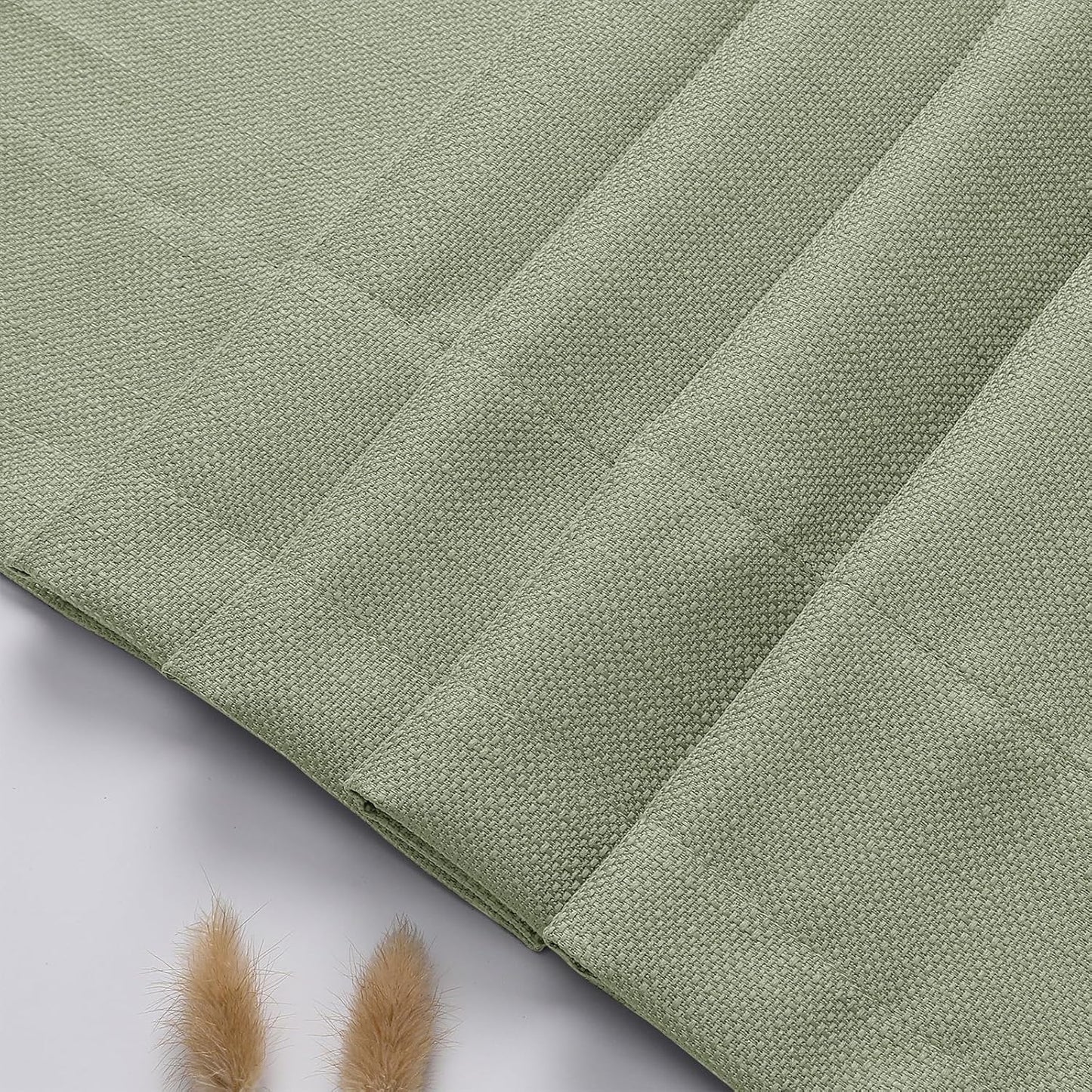 Bob 1 PCS Light Green Valances for Windows, Faux Linen Textured Kitchen Window Curtains Valance Bedroom Living Room, Modern Soft Airy Solid Rod Pocket Bathroom Cafe Curtain, 60Wx14L Inch 60"W x 14"L