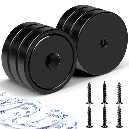 Magnets with Holes, 110 lb+ Waterproof Strong Neodymium Cup Disc Screws for Wall Mounting, Lifting Tools - Pack of 6 Black 110lb-6p
