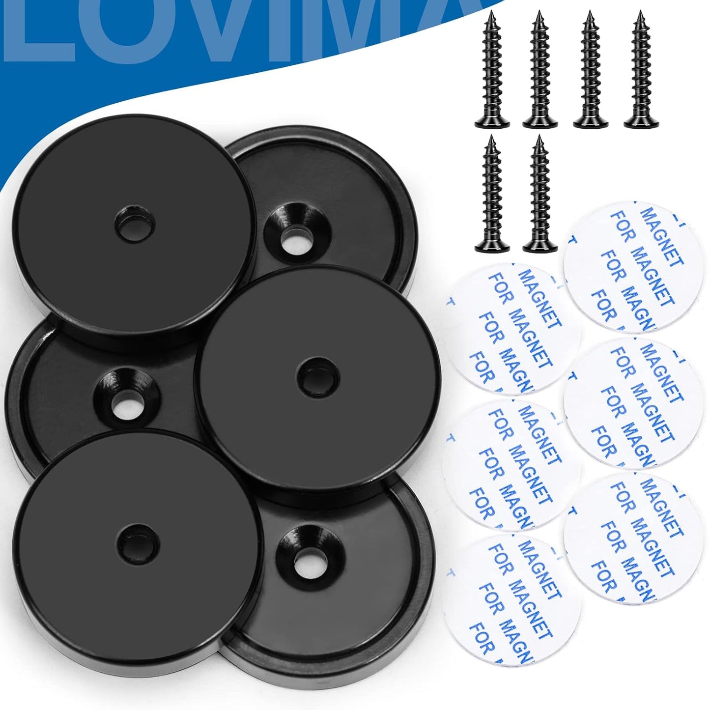 Magnets with Holes, 110 lb+ Waterproof Strong Neodymium Cup Disc Screws for Wall Mounting, Lifting Tools - Pack of 6 Black 110lb-6p