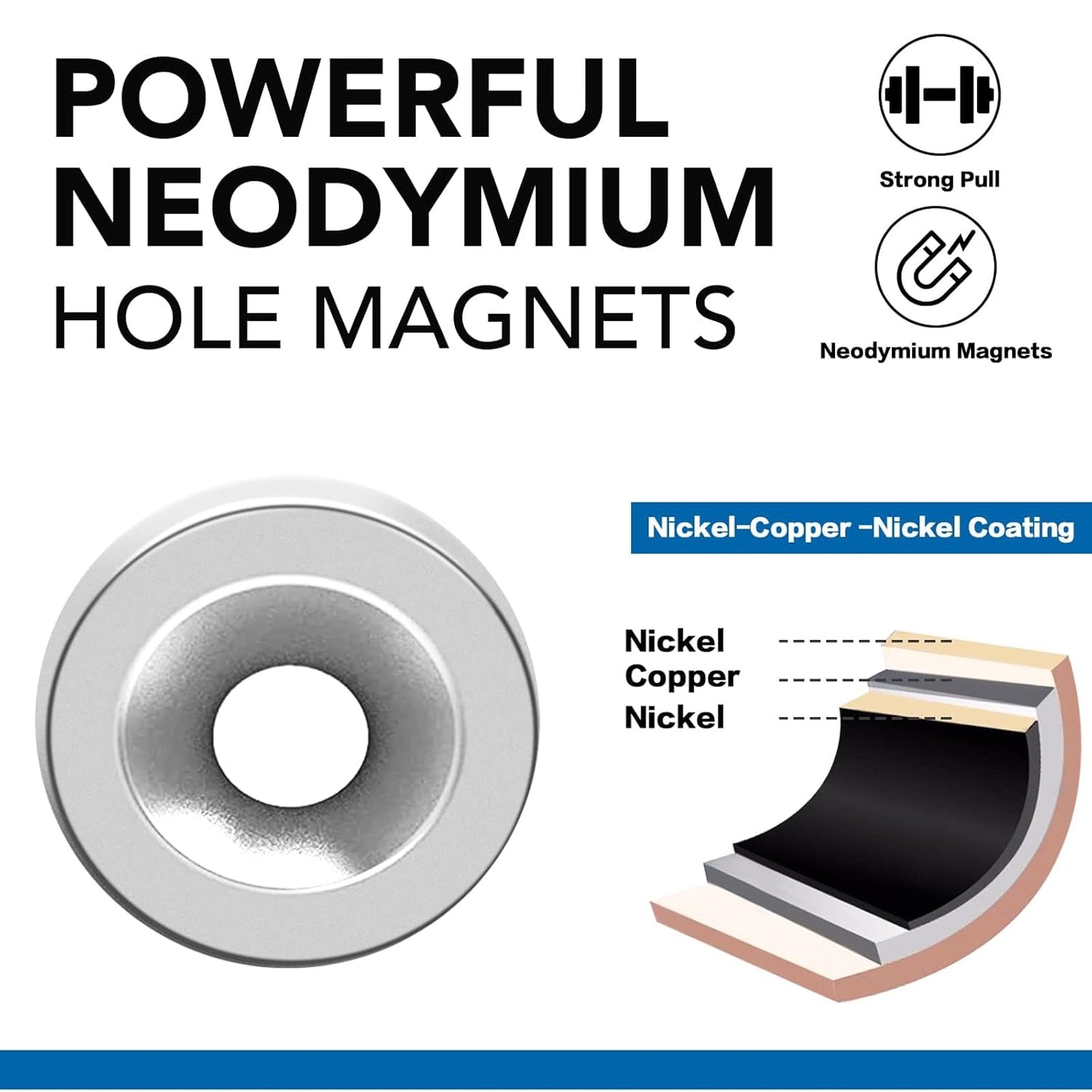Small Round Magnets with Holes 60 Pack, Cabinet for Doors, Drawers, Rare Earth Refrigerator Magnet Fridge, Science, Cat Eye Magnet, Pinning - 0.31x0.12inch