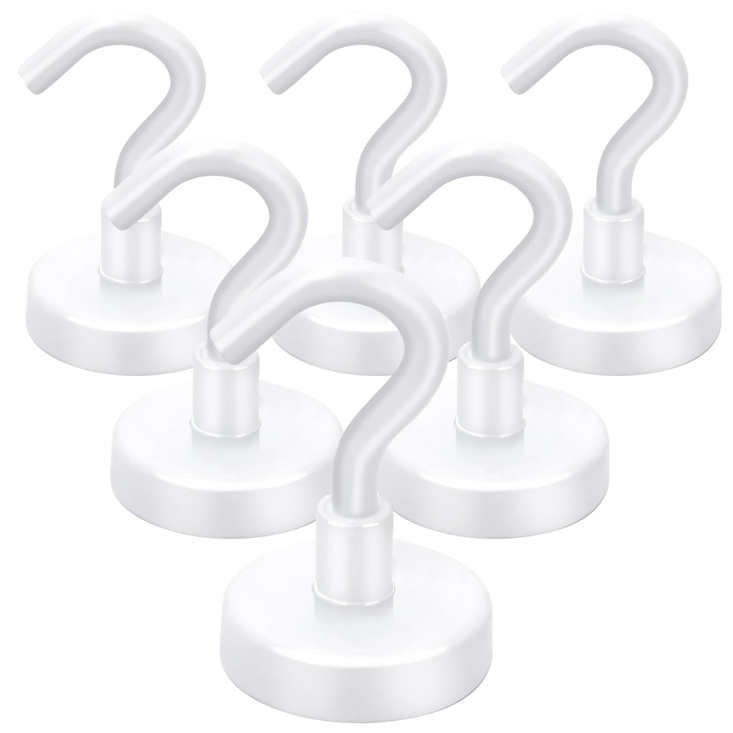 Cruise Essentials: 40Lbs White Magnets, Strong Magnetic Hooks for Hanging, 6 Pack -