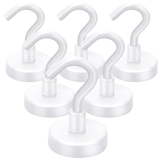 Cruise Essentials: 40Lbs White Magnets, Strong Magnetic Hooks for Hanging, 6 Pack -
