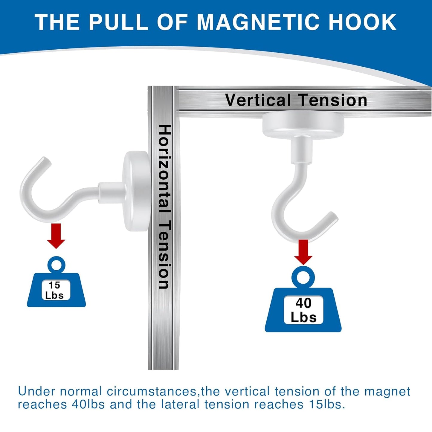 Cruise Essentials: 40Lbs White Magnets, Strong Magnetic Hooks for Hanging, 6 Pack -