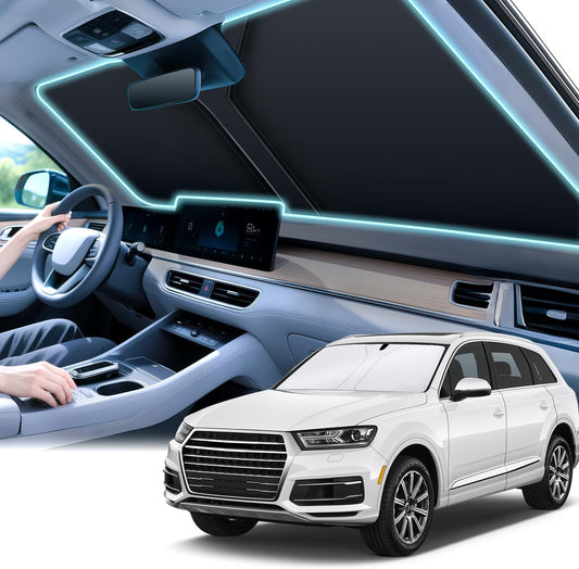 300T Universal Car Windshield Sun Shade, Foldable Reflective for & Window Shades with Overlapping Design, Interior Accessories (55" L x 26.7" W) - Standard