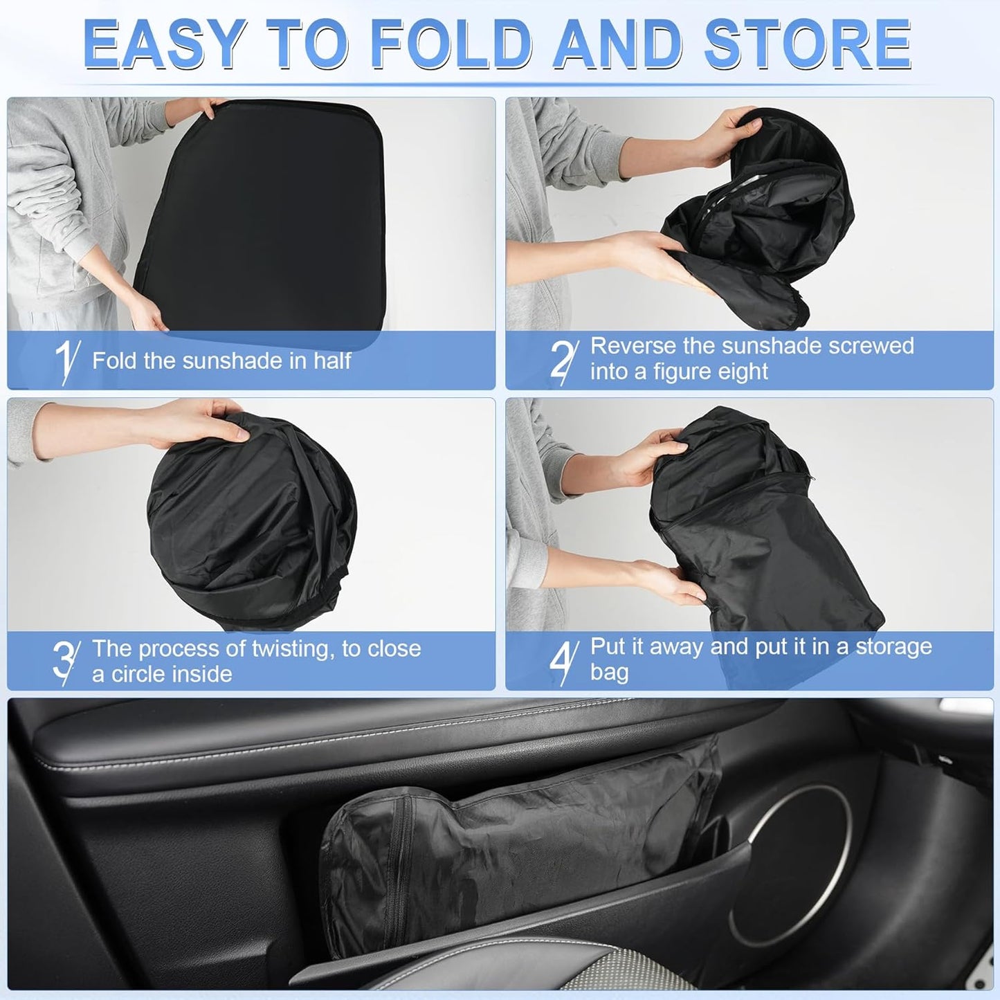 300T Universal Car Windshield Sun Shade, Foldable Reflective for & Window Shades with Overlapping Design, Interior Accessories (55" L x 26.7" W) - Standard