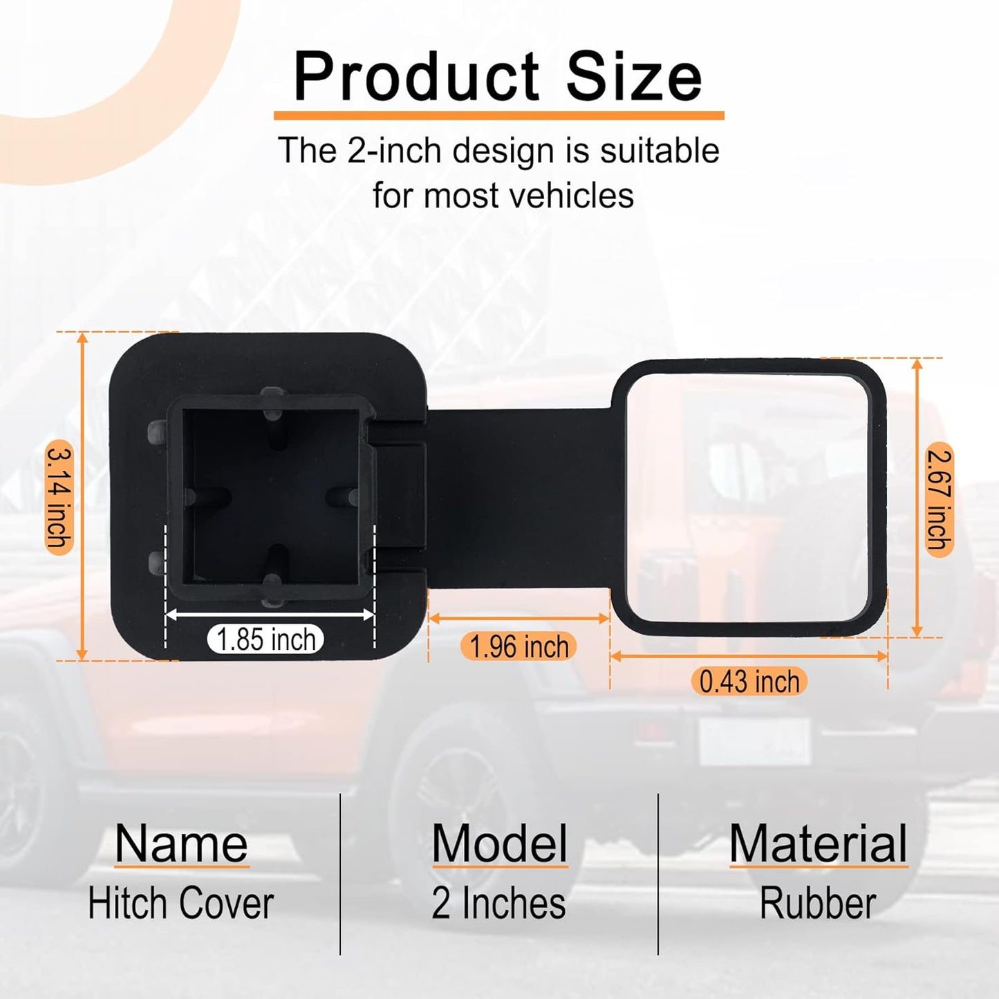 Fits for 2-inch Hitch Cover, Trailer Cover Tube Plug Insert, Car Exterior Accessories, Receiver Black 1