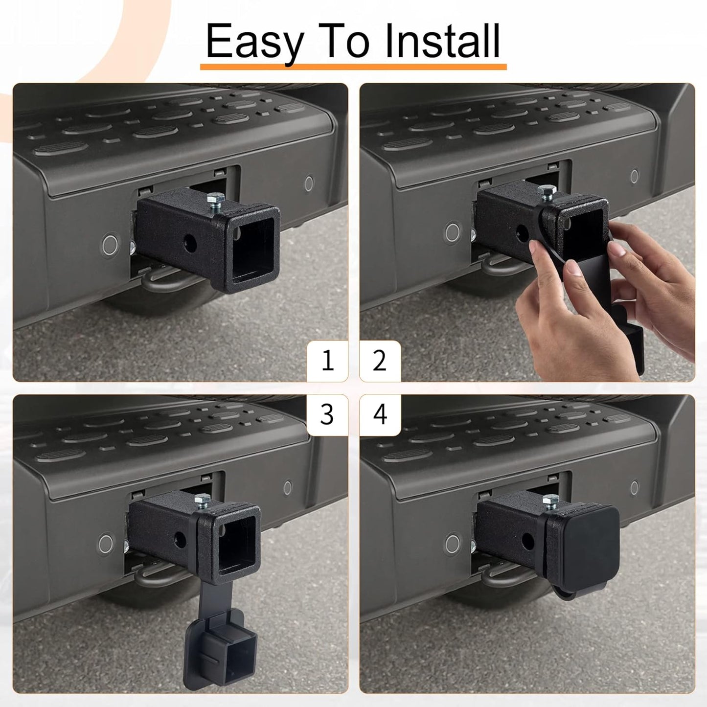 Fits for 2-inch Hitch Cover, Trailer Cover Tube Plug Insert, Car Exterior Accessories, Receiver Black 1