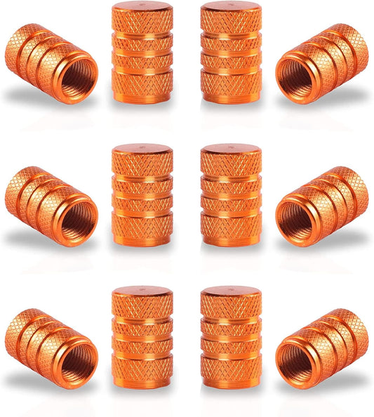12PCS Tire Valve Stem Caps, Car Exterior Accessories, Aluminum Alloy Cover Universal for Cars, Trucks, Motorcycles and Bicycles (Orange) Orange -