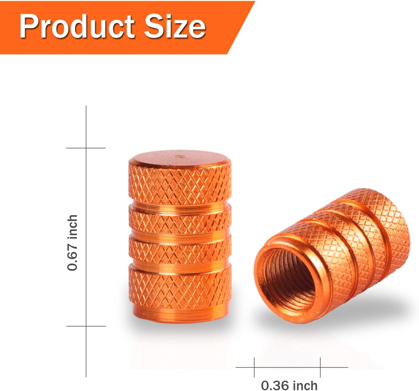 12PCS Tire Valve Stem Caps, Car Exterior Accessories, Aluminum Alloy Cover Universal for Cars, Trucks, Motorcycles and Bicycles (Orange) Orange -