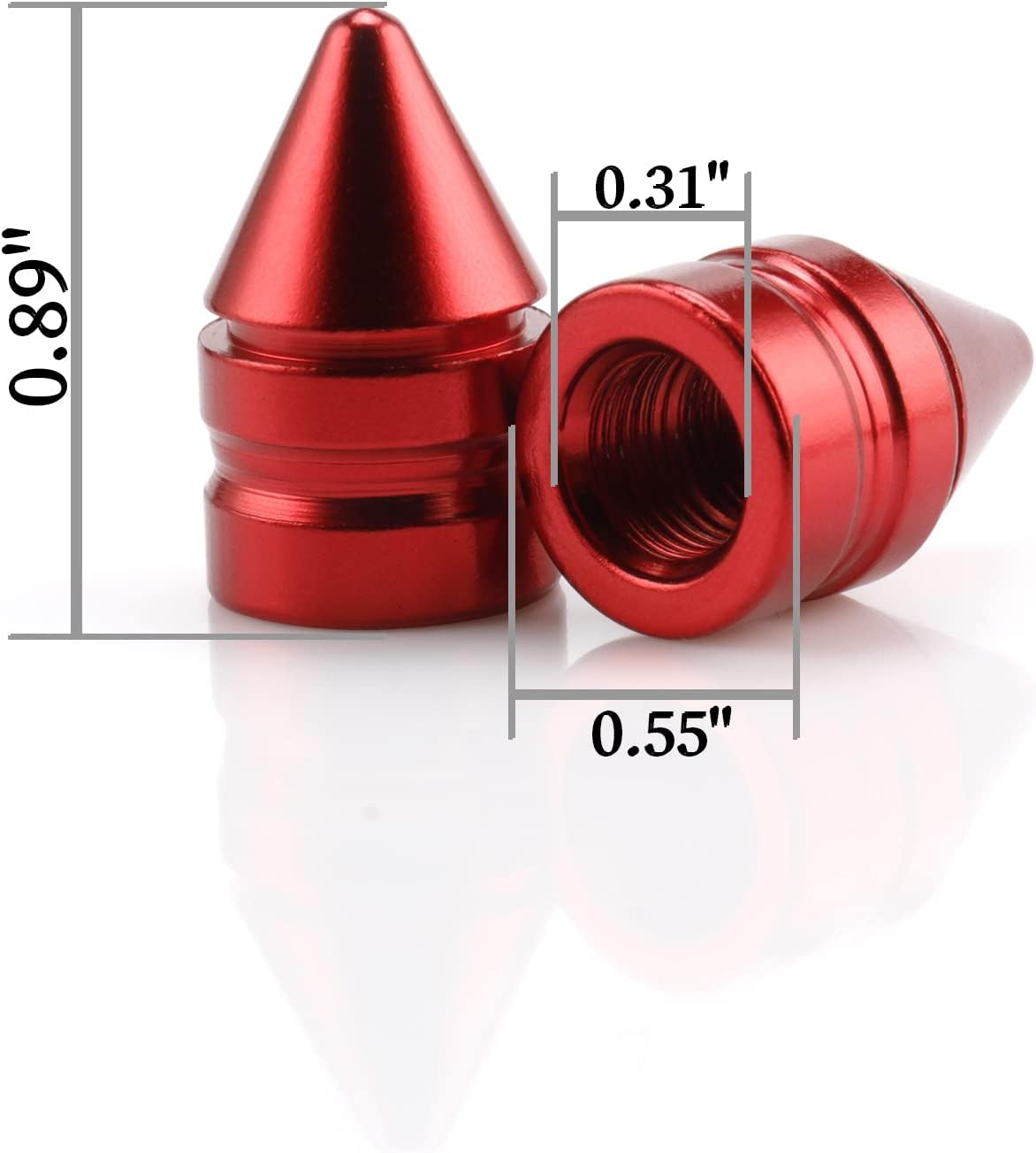 Car Tire Valve Caps, 4 Pieces of Universal Aluminum Alloy Trim Accessories Dust Covers for Cars, Trucks, SUVs and Motorcycles(Red) Red -