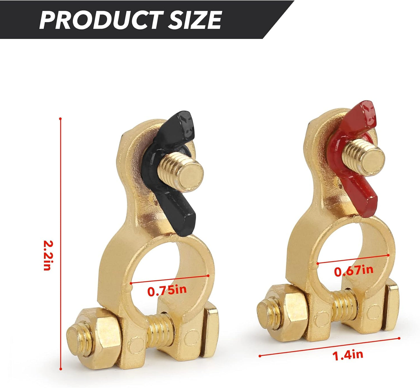 Car Battery Terminal Connector, Pure Copper Cable End Top Post Clip Positive and Negative Pole, Applicable to Automobile, Truck, RV Yacht Accessories -
