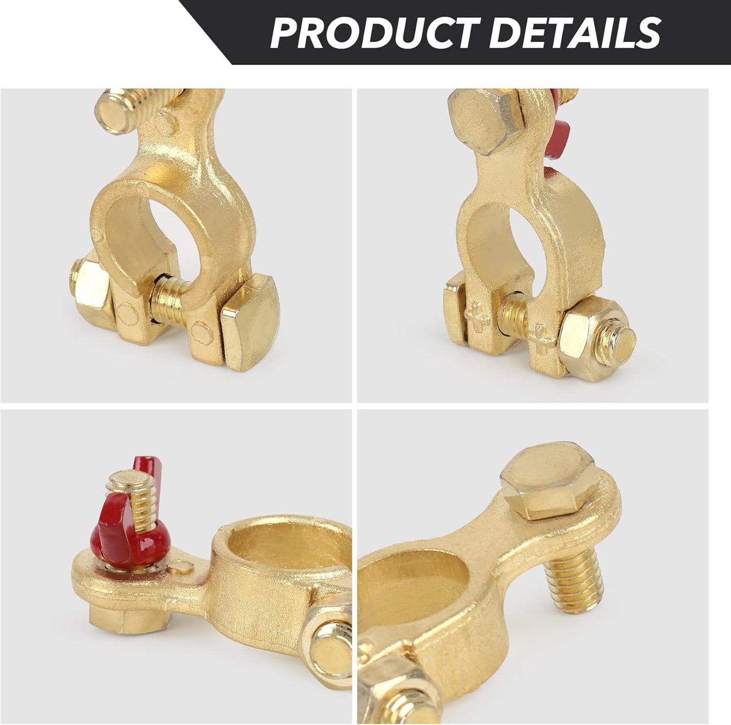 Car Battery Terminal Connector, Pure Copper Cable End Top Post Clip Positive and Negative Pole, Applicable to Automobile, Truck, RV Yacht Accessories -