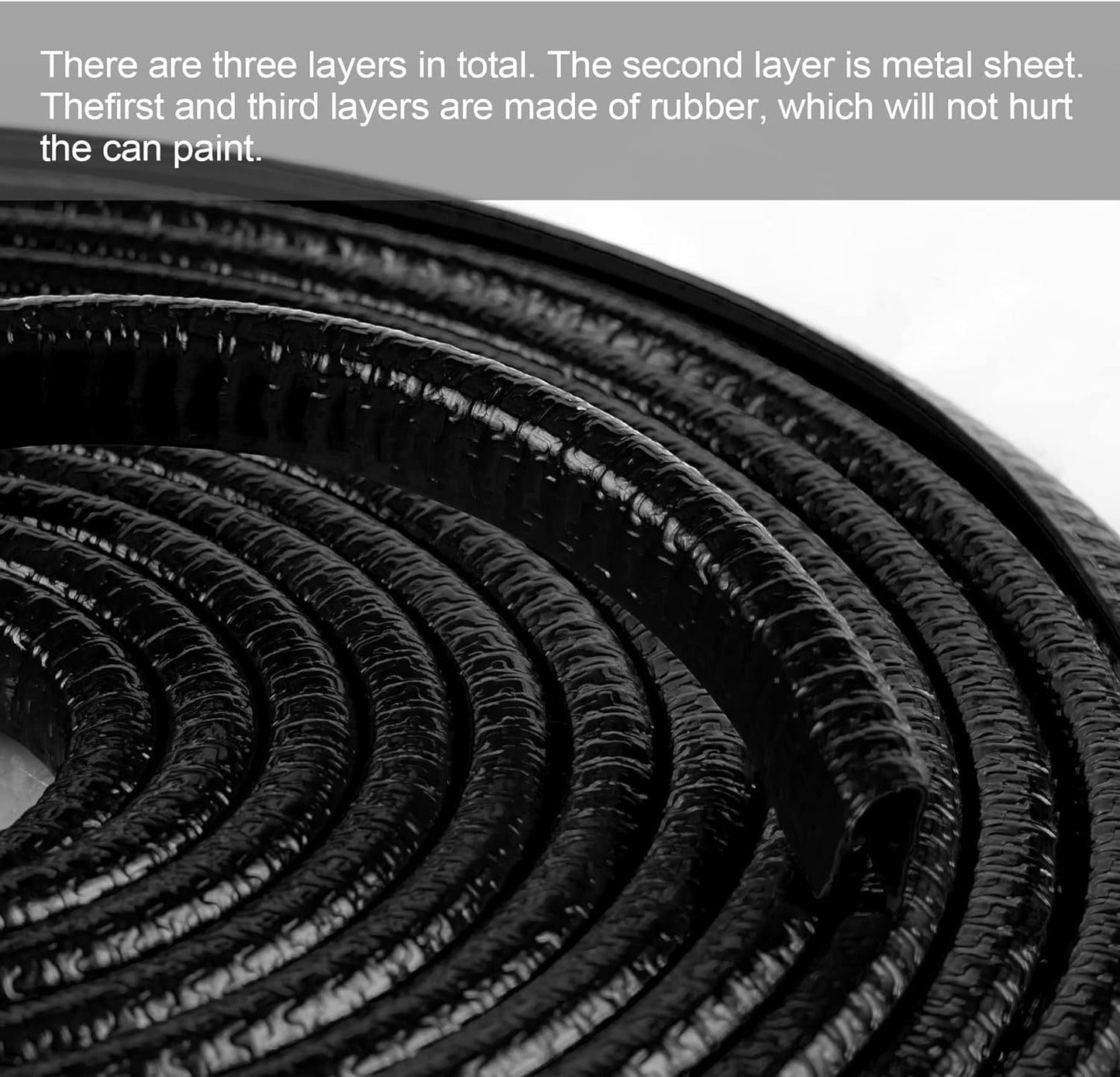 16.4Ft (5M) Car Door Edge Guard, No Glue Entry Guard Protective Strip, Rubber Trim Protector, Applicable to Car, Truck, SUV and ATV, Exterior Accessories（Black） Black 16.4Ft/5M