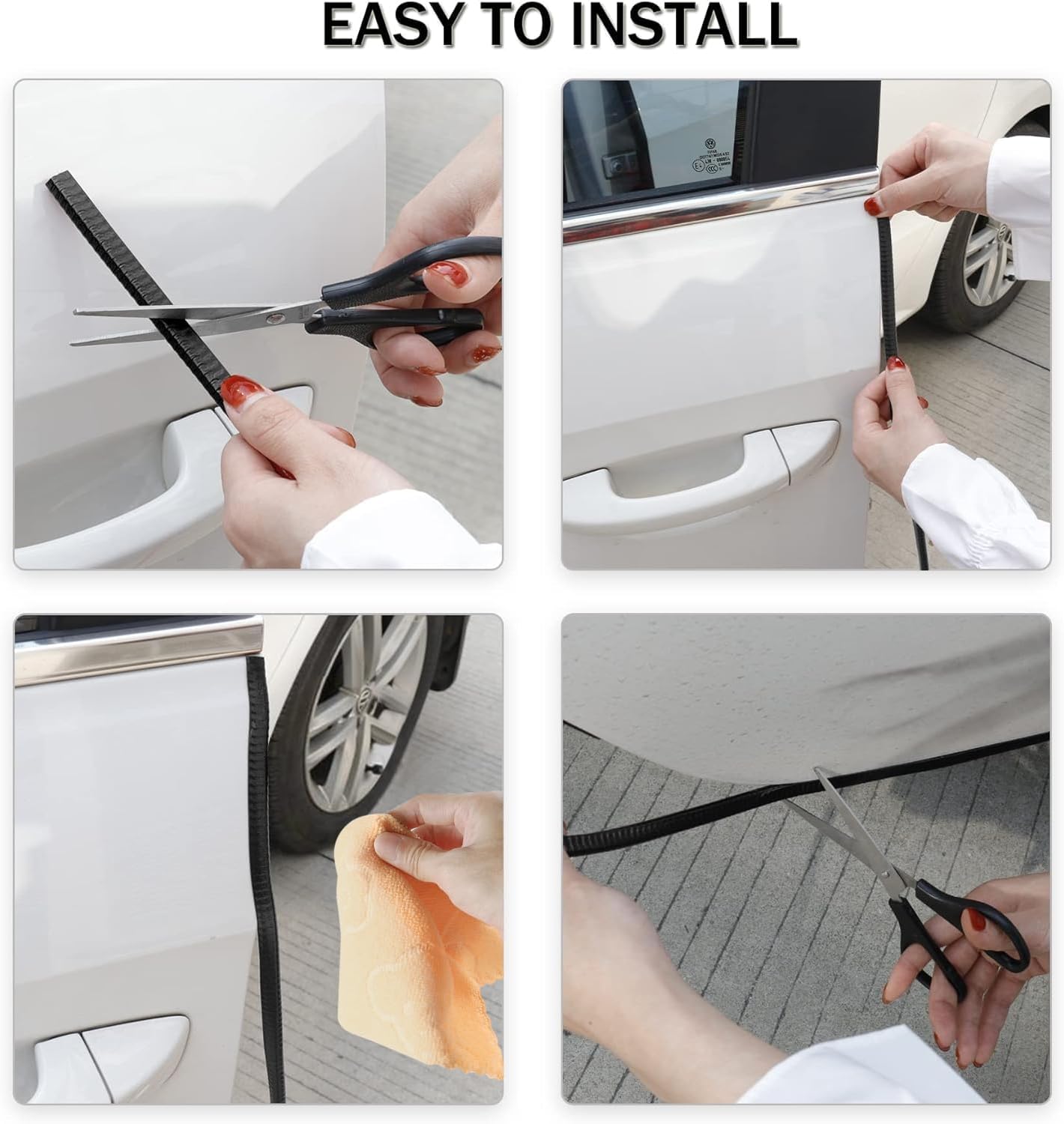 16.4Ft (5M) Car Door Edge Guard, No Glue Entry Guard Protective Strip, Rubber Trim Protector, Applicable to Car, Truck, SUV and ATV, Exterior Accessories（Black） Black 16.4Ft/5M