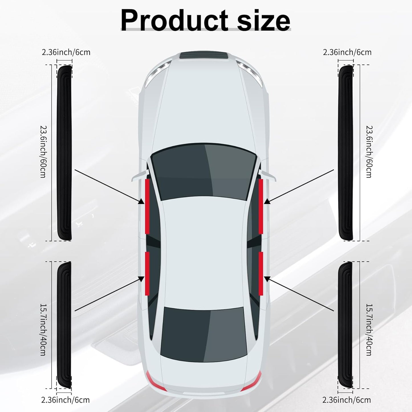Car Door Threshold Protection, 4PCS Edge Step Dust Shield Cover, Width 23.6x2.36inch Car/SUV Universal Rubber Scratch Resistant Exterior Accessories (Black) Black