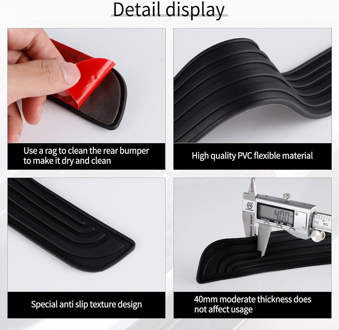 Car Door Threshold Protection, 4PCS Edge Step Dust Shield Cover, Width 23.6x2.36inch Car/SUV Universal Rubber Scratch Resistant Exterior Accessories (Black) Black