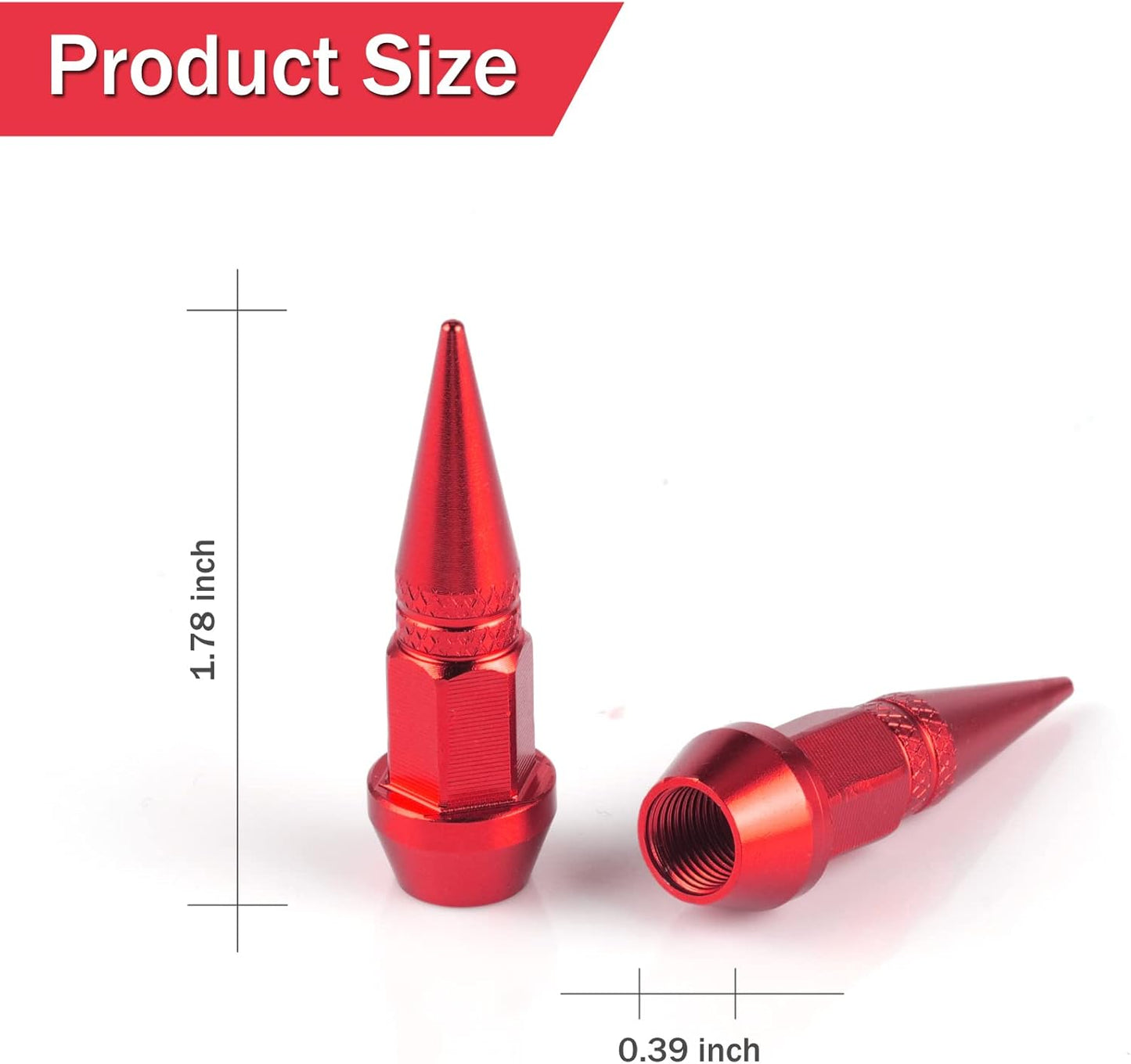 45mm Spiked Aluminum Stem Valve Caps,4PCS Dustproof Tire Wheel Caps for Cars,SUVs,Trucks Bicycles and Motorcycles(Red) 45MM-Red -