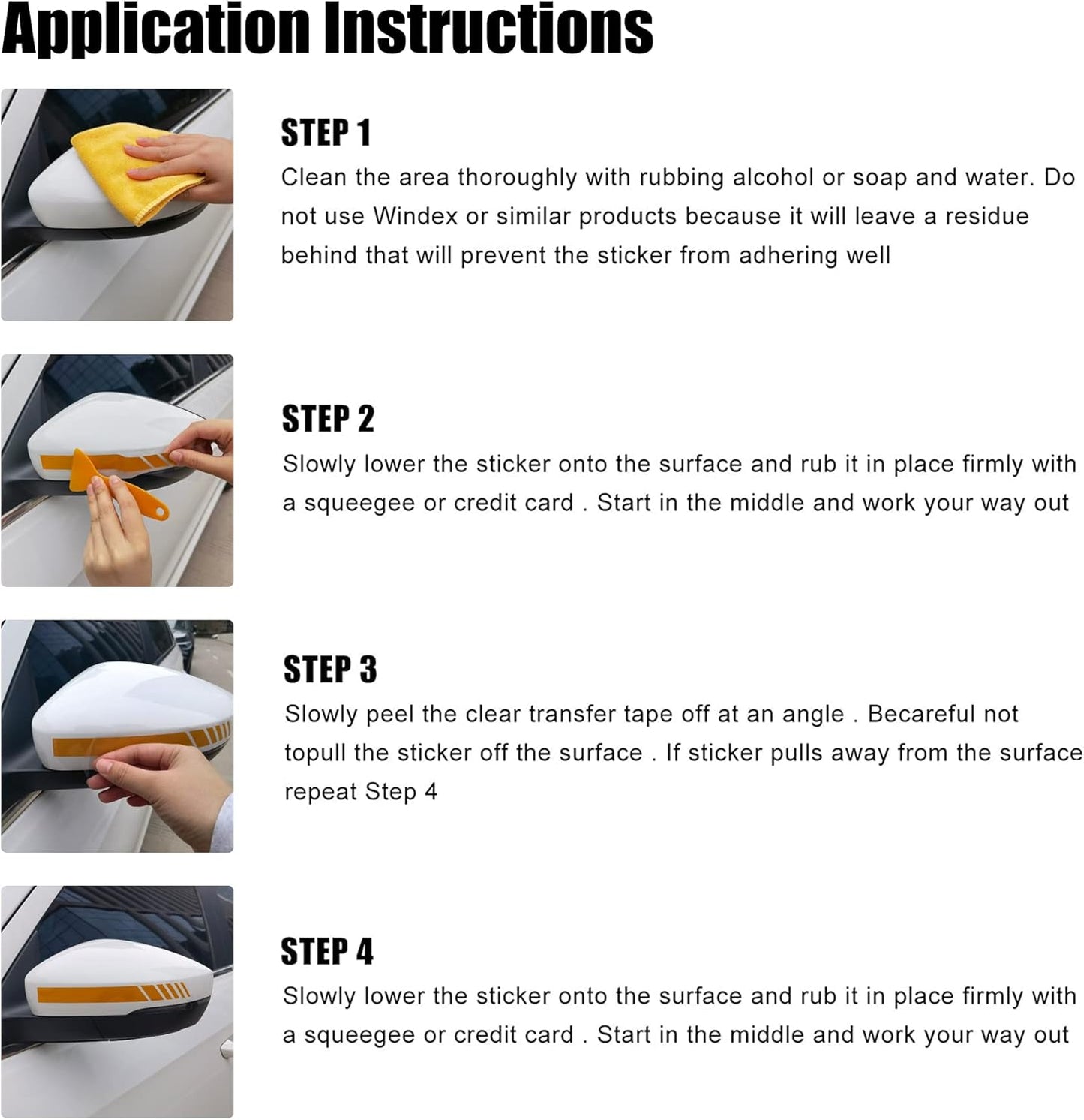 Car Exterior Accessories Rear View Mirror Stickers Decor Body Sticker Vinyl 4pcs (Black) Black -