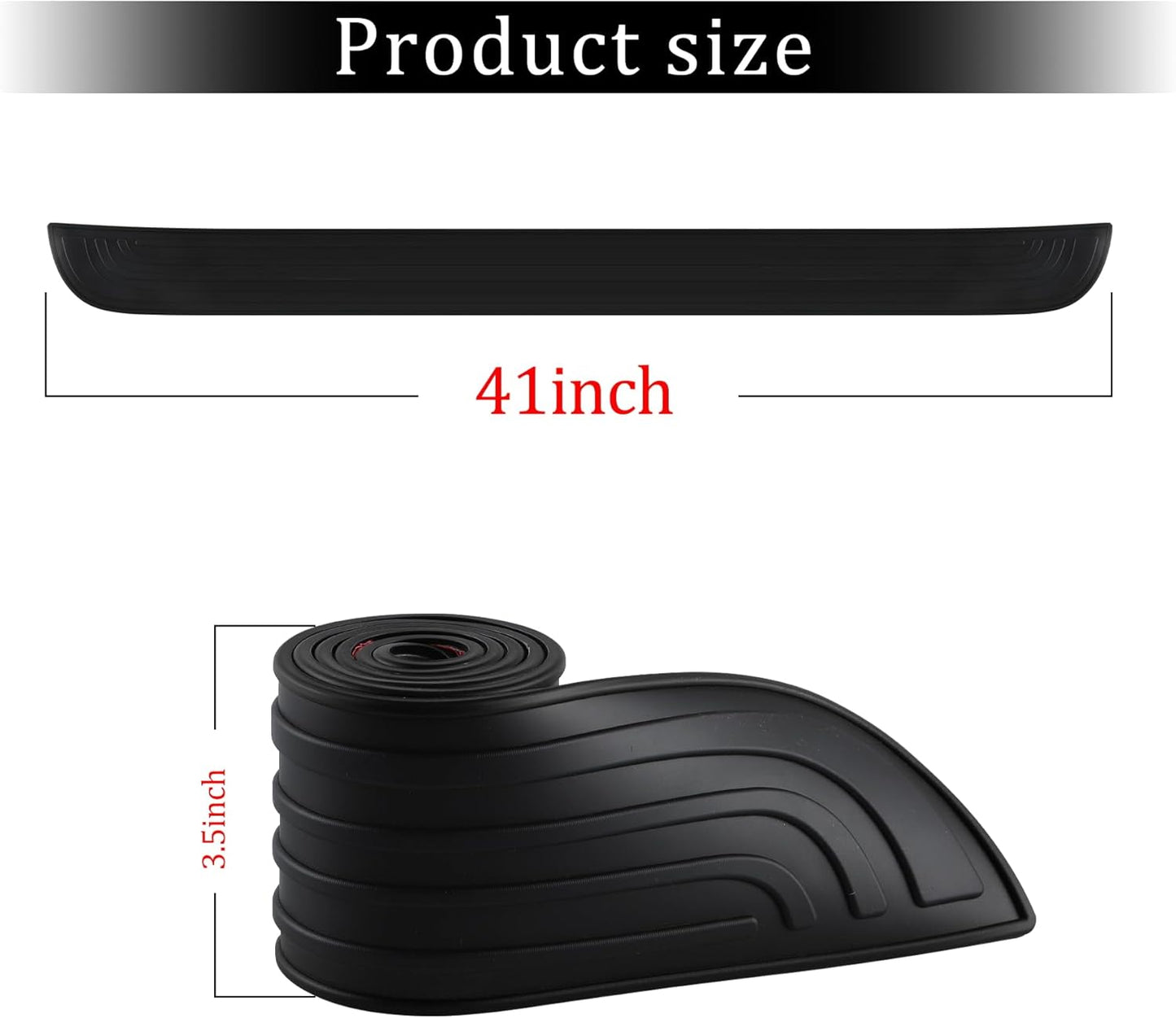 Car Rear Bumper Protector, 41inch x3.5inch Car/SUV Universal Rubber Anti-Scratch Trunk Exterior Accessories（Black） Black 41x3.5inch