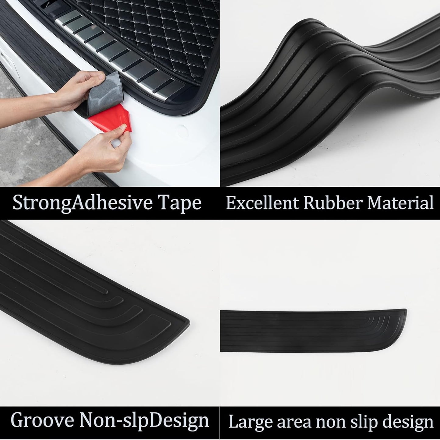 Car Rear Bumper Protector, 41inch x3.5inch Car/SUV Universal Rubber Anti-Scratch Trunk Exterior Accessories（Black） Black 41x3.5inch