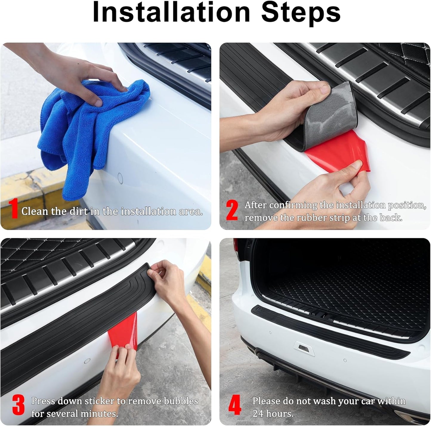 Car Rear Bumper Protector, 41inch x3.5inch Car/SUV Universal Rubber Anti-Scratch Trunk Exterior Accessories（Black） Black 41x3.5inch