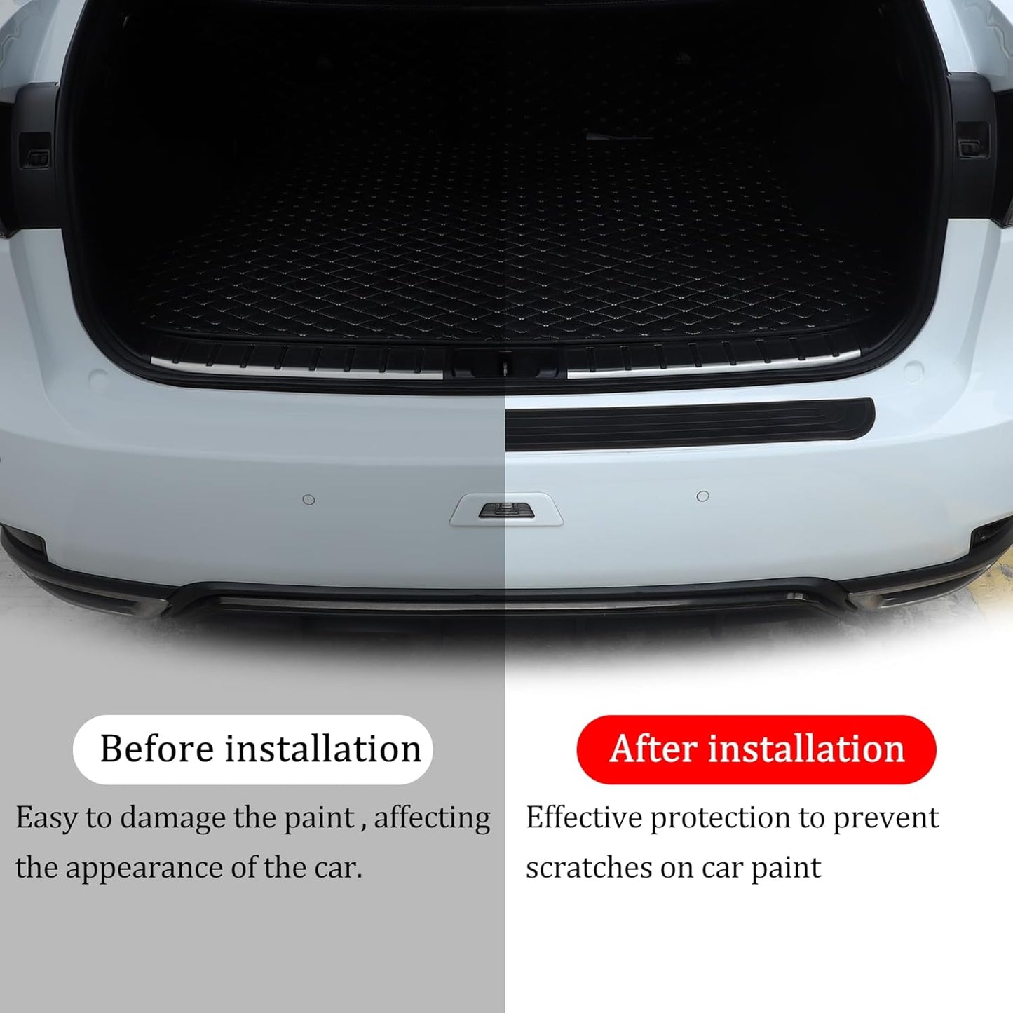 Car Rear Bumper Protector, 41inch x3.5inch Car/SUV Universal Rubber Anti-Scratch Trunk Exterior Accessories（Black） Black 41x3.5inch