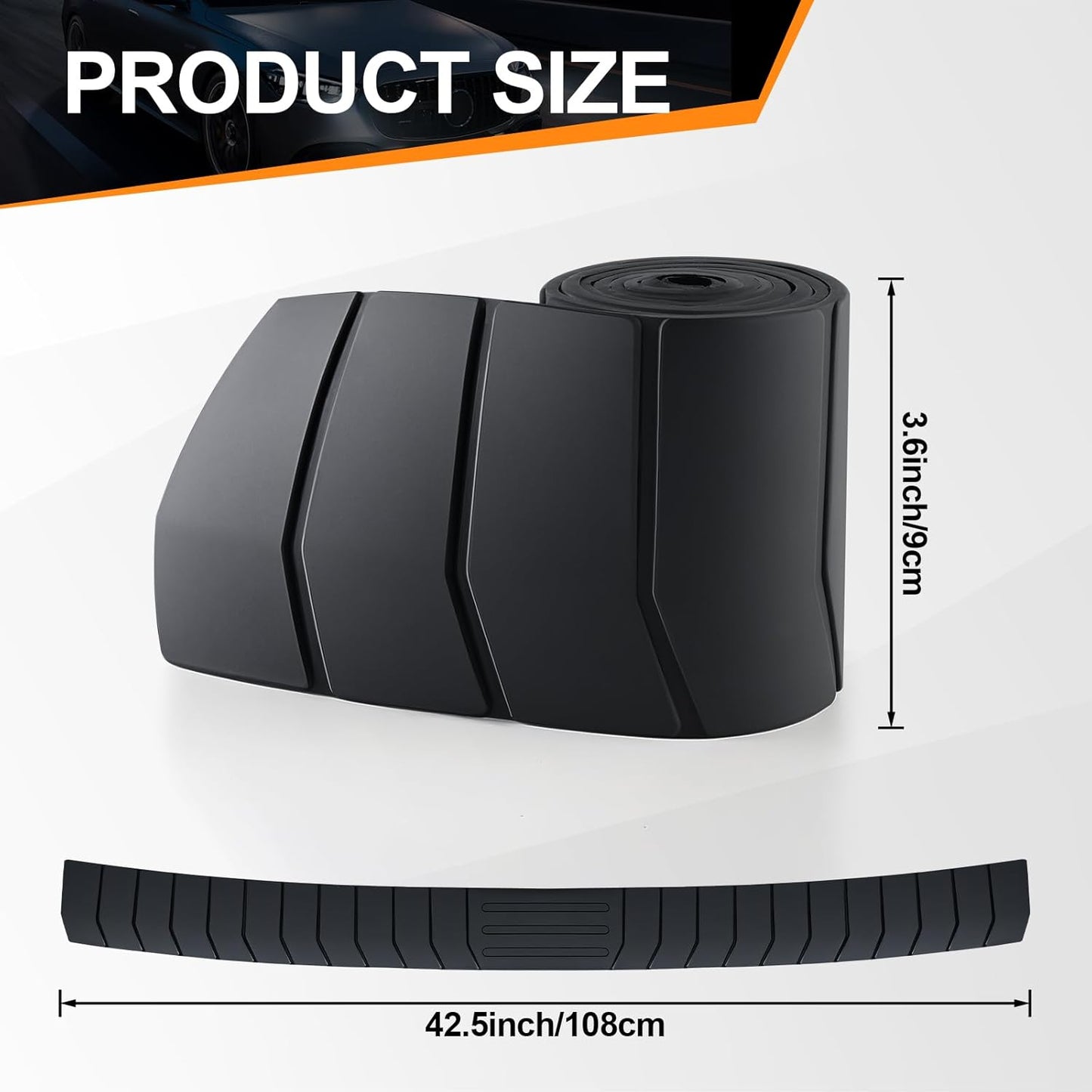 Car Rear Bumper Protector, 41.5inch x3.6inch Car/SUV/Trunk Universal Rubber Anti-Scratch Trunk Exterior Accessories -