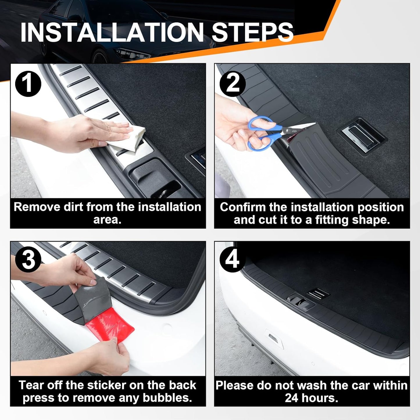 Car Rear Bumper Protector, 41.5inch x3.6inch Car/SUV/Trunk Universal Rubber Anti-Scratch Trunk Exterior Accessories -